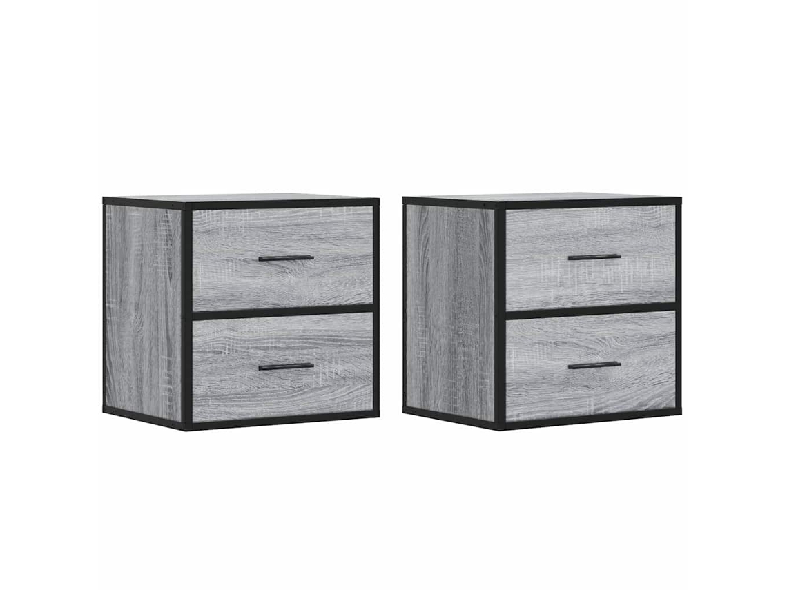 Wall-mounted Bedside Cabinet, Wall-mounted Bedside Cabinets Vidaxl Cinzeto Madeira Processada (n/a)