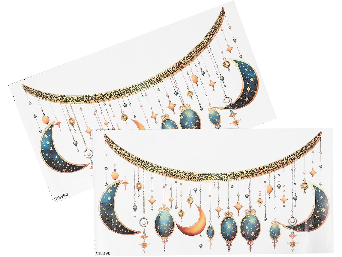 Adesivos De Parede Para Decoração Eid Mubarak Luna E Estrellas, Calcomanías De Pvc Reutilizables