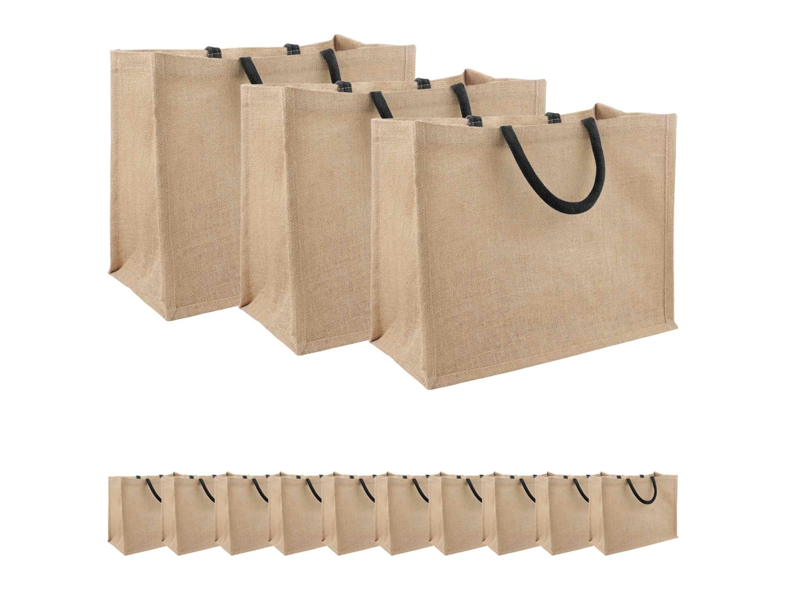 Vidaxl Bolsas De Juta 50 Natural E Preto 42 X 33 X 19 Cm