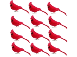 Lote De 12 Cardinaux Artificiels Em Mousse Com Clipe Para Couronne De Sapin De,