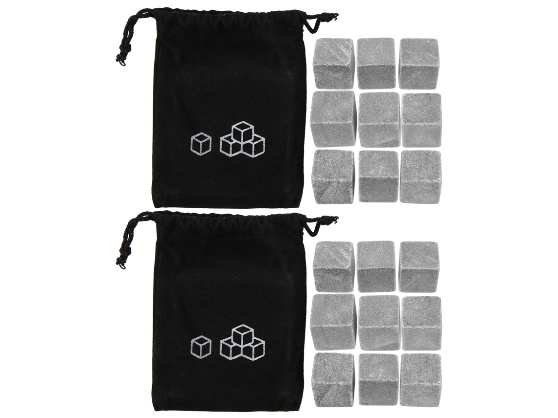 Conjunto com 2 Conjuntos de 9 Pedras de Uísque para Resfriar Bebidas BRILVIBERA