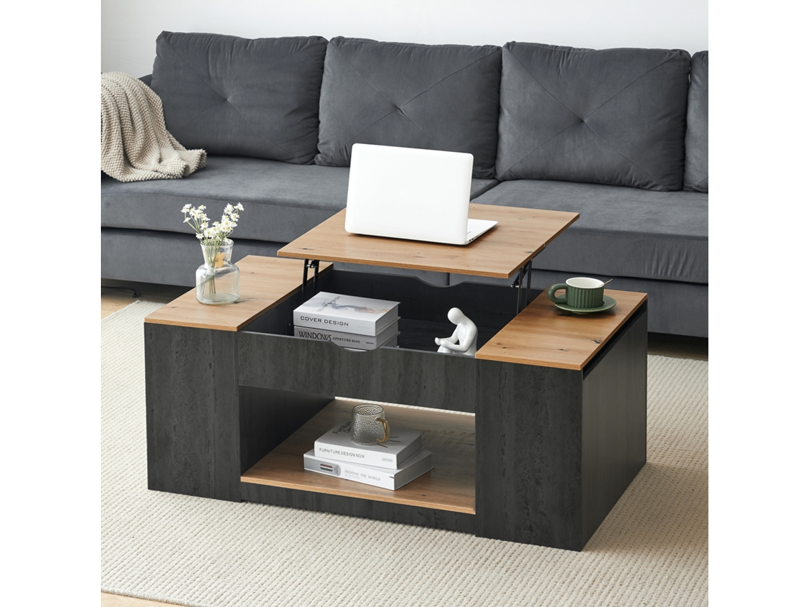 Wf311892aaz) Mesa De Centro Com Função De Elevação - 109,5cm, Estrutura Cinza, Design Estiloso, Espaço Para Armazenamento Sob A Mesa-hw