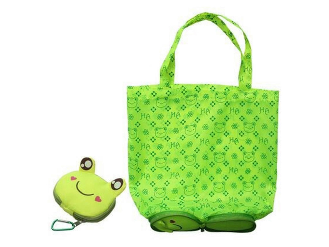 Sacola de Compras Dobrável com Estampa de Desenho Animado Sacola Reutilizável para Mulheres, Prática, Dobrável em Nylon e Portátil, com Fivela GOKOCO