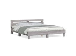 Bed Frame, Bed Frames Vidaxl Cinzeto Madeira Processada (200 X 200 Cm)