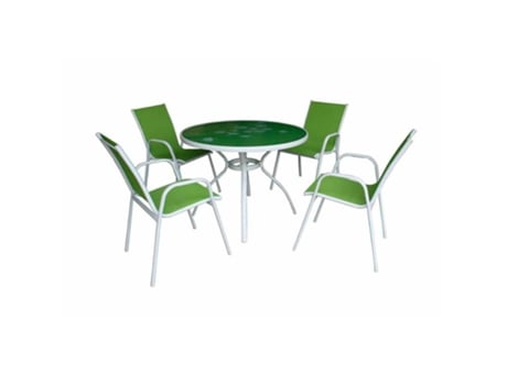 Mesa 100 cm + 4 sillones africa verde conjunto