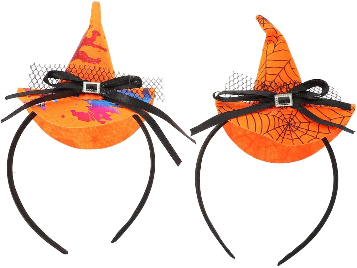 Conjunto De 2 Tiaras De Bruxa Leves E Confortáveis Para O Halloween, Em Tecido Com Estampa "you".