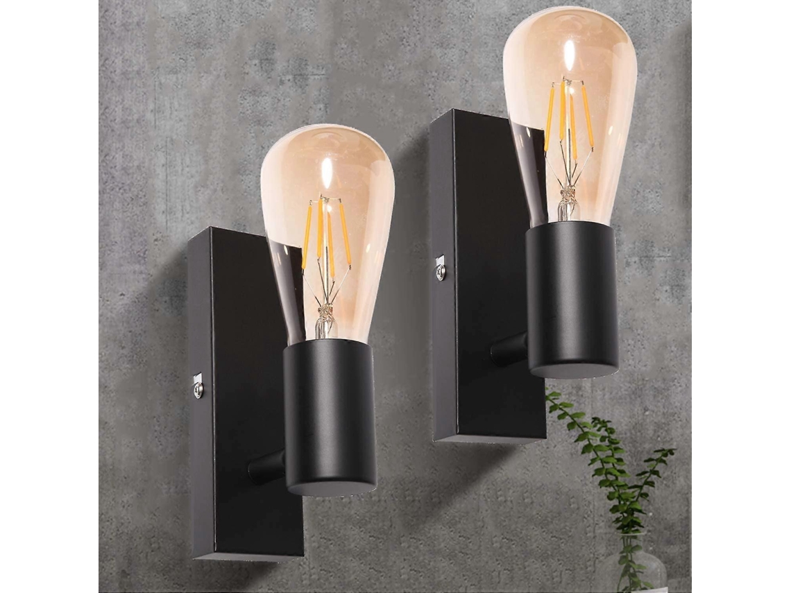 Omni sconce de Parede Interior Vintage Industrial Preto Led Ajustável, Base E27 Sem Lâmpada, Pacote de 2