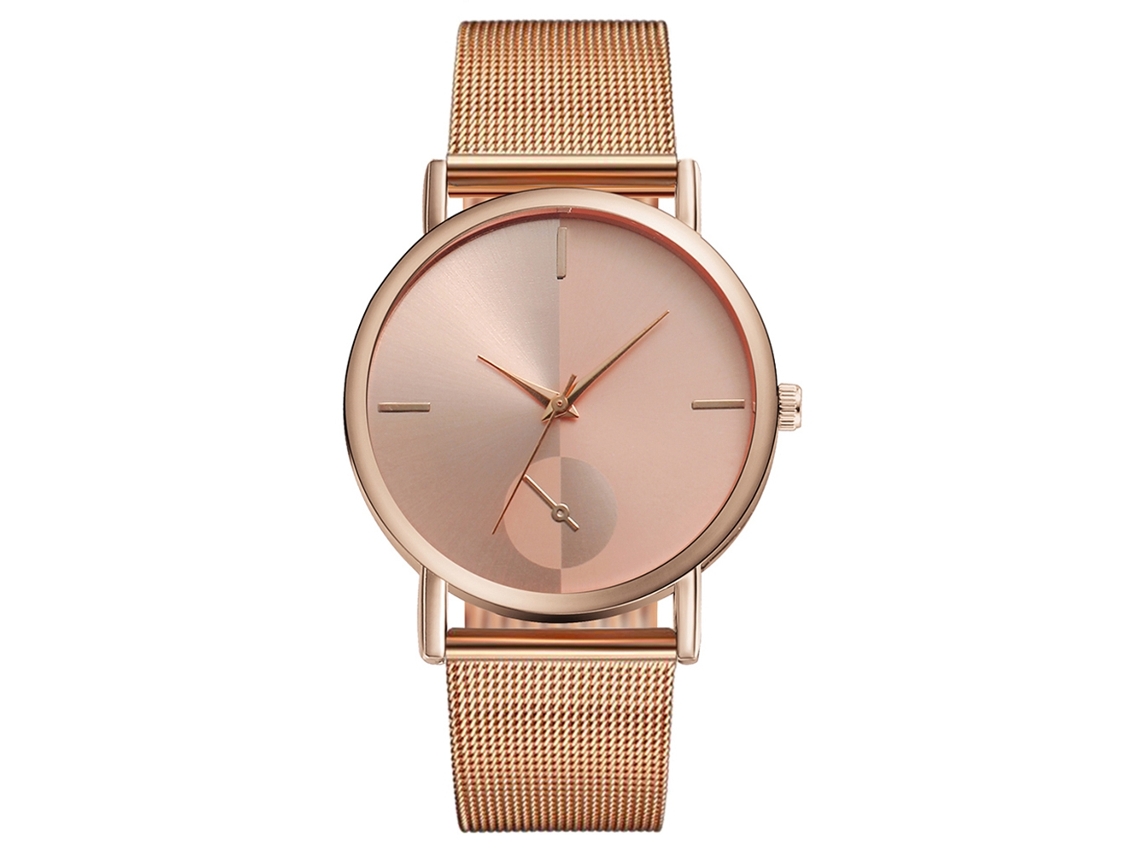 Reloj De Pulsera Vansvar De Moda Para Mujer Y Hombre Dial Redondo De Oro Rosa Cuarzo