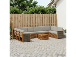 Vidaxl Conjunto De Sofás Para Exterior 8 Pcs Natural E Cinzento-claro