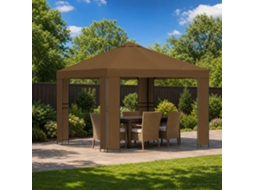 Vidaxl Gazebo 3 X 3 M Cinzento-acastanhado Poliéster E Aço 190 Gsm
