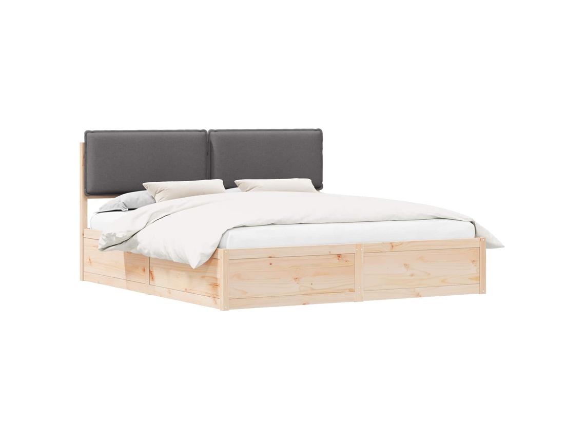 Estrutura de Cama com Cabeceira Estofada Cinza Escuro MAISON EXCLUSIVE