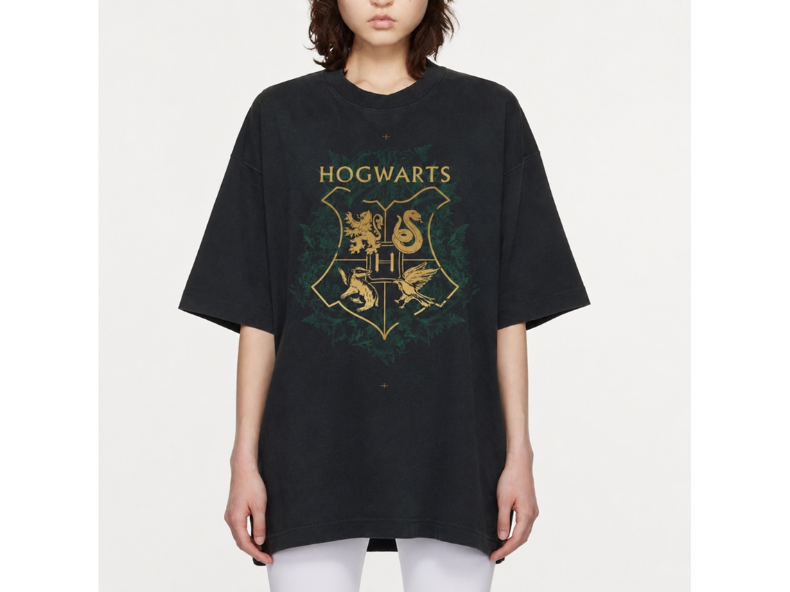 Rockinstone Harry Potter Four Houses Mascot Emblem Black T-shirt Size:l