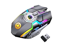 Rato YIZHOOD A5 USB sem fio de 7 botões para PC Laptop A5 Silencioso RGB retroiluminado 7 botões 1600DPI Gaming cinza