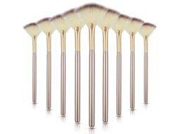 Pincéis de Maquiagem Facial Macios 9 Peças com Cabo de Madeira e Fibra Suave para Pó e Blush