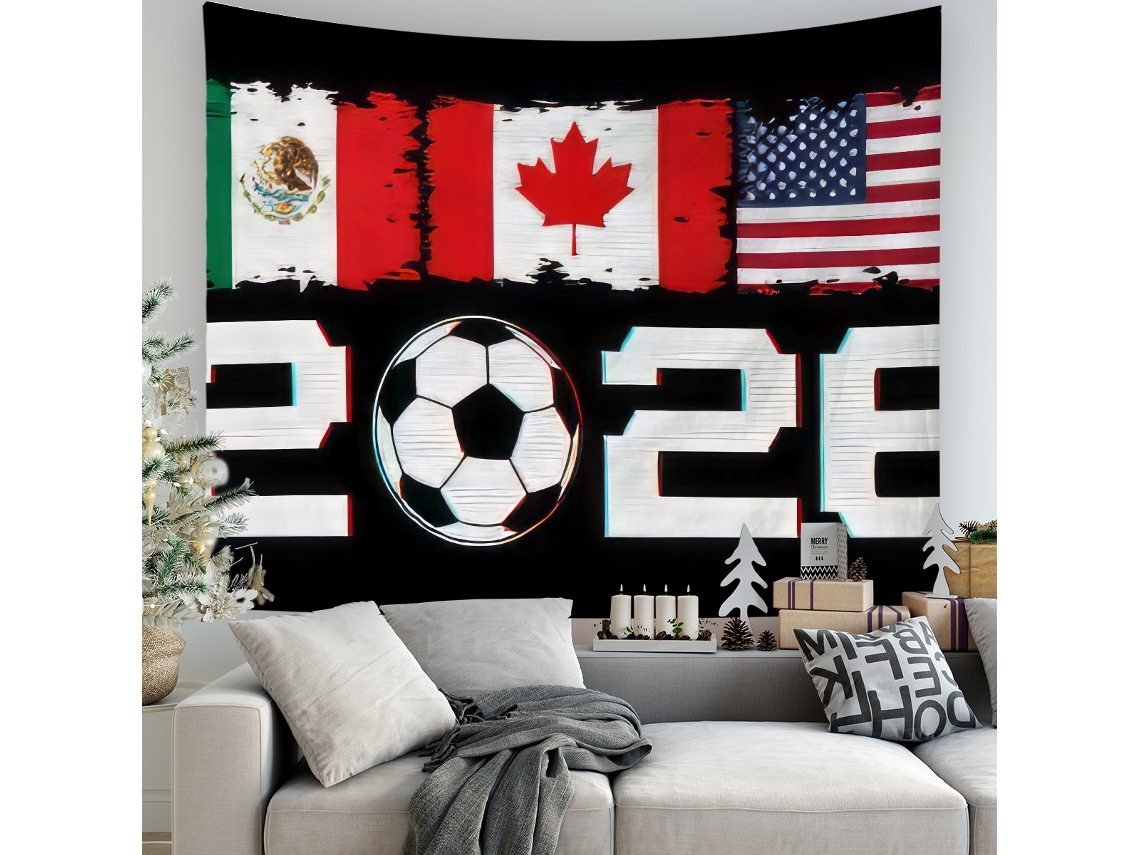 Tapeçaria parede copa do mundo 2026 bandeiras México EUA Canadá, decorativo 180x230cm STELASPLEN
