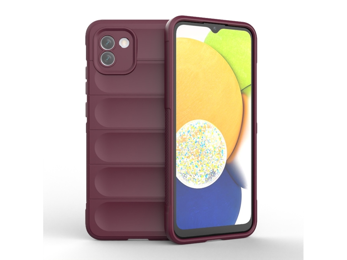 Capa Halinuia Para Samsung Galaxy A03 Magic Shield Tpu Flanela Vermelho Vinho (proteção Integral, Interior Em Flanela)