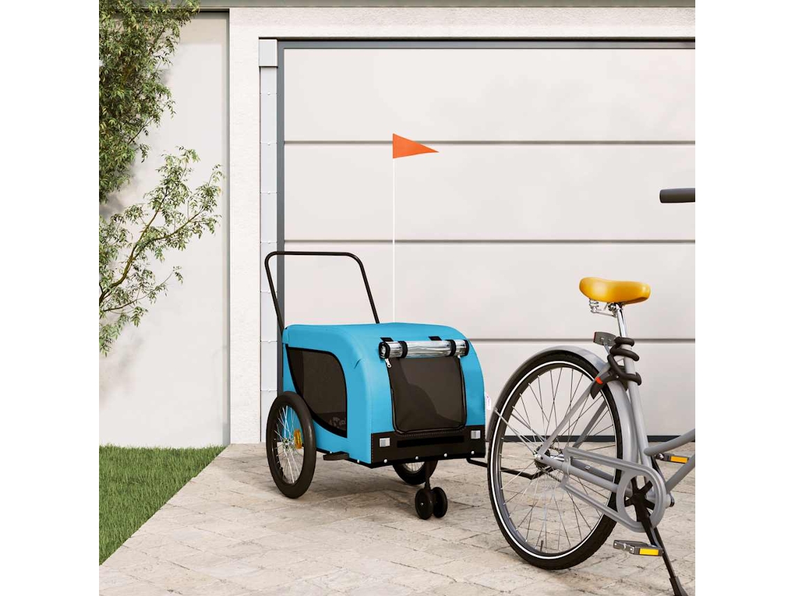 Vidaxl Reboque De Bicicleta P/ Animais Tecido Oxford/ferro Azul/preto