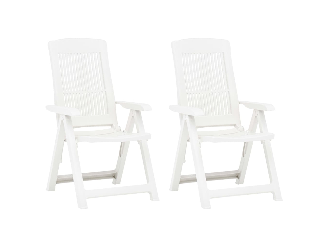 Cadeiras De Jardim Reclinãveis 2 Pcs Plãstico Branco DKD HOME DECOR