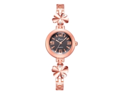 Relógio de Pulso Feminino de Quartzo com Strass e Cadeia Floral Ouropreto