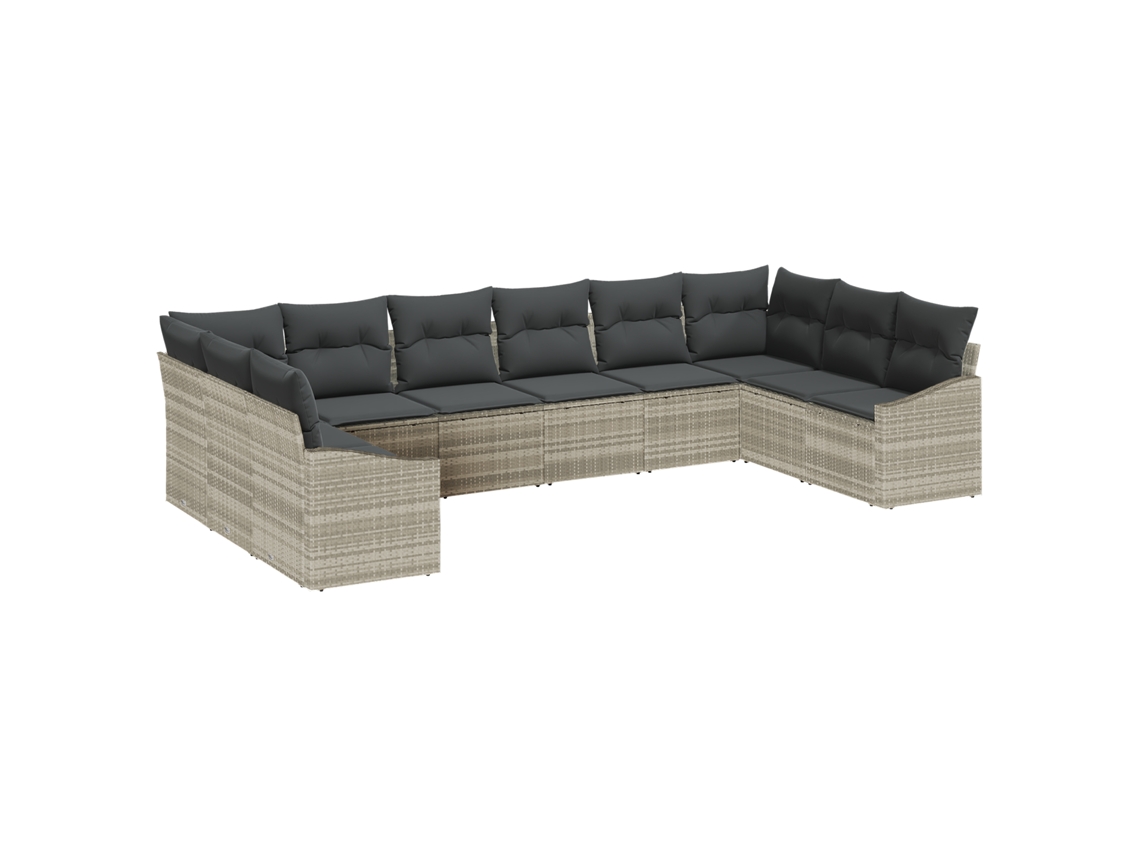Conjunto 10 Móveis De Jardim Vidaxl Cinzento-claro Vime Pe (344 X 178,5 X 85 Cm)
