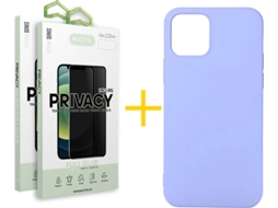 Kit Capa + Película 2X Anti-Spy iPhone 11 Accetel Silicone Roxo