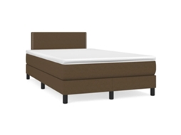 Vidaxl Cama Box Spring C/ Colchão/led 120x190cm Tecido Castanho-escuro