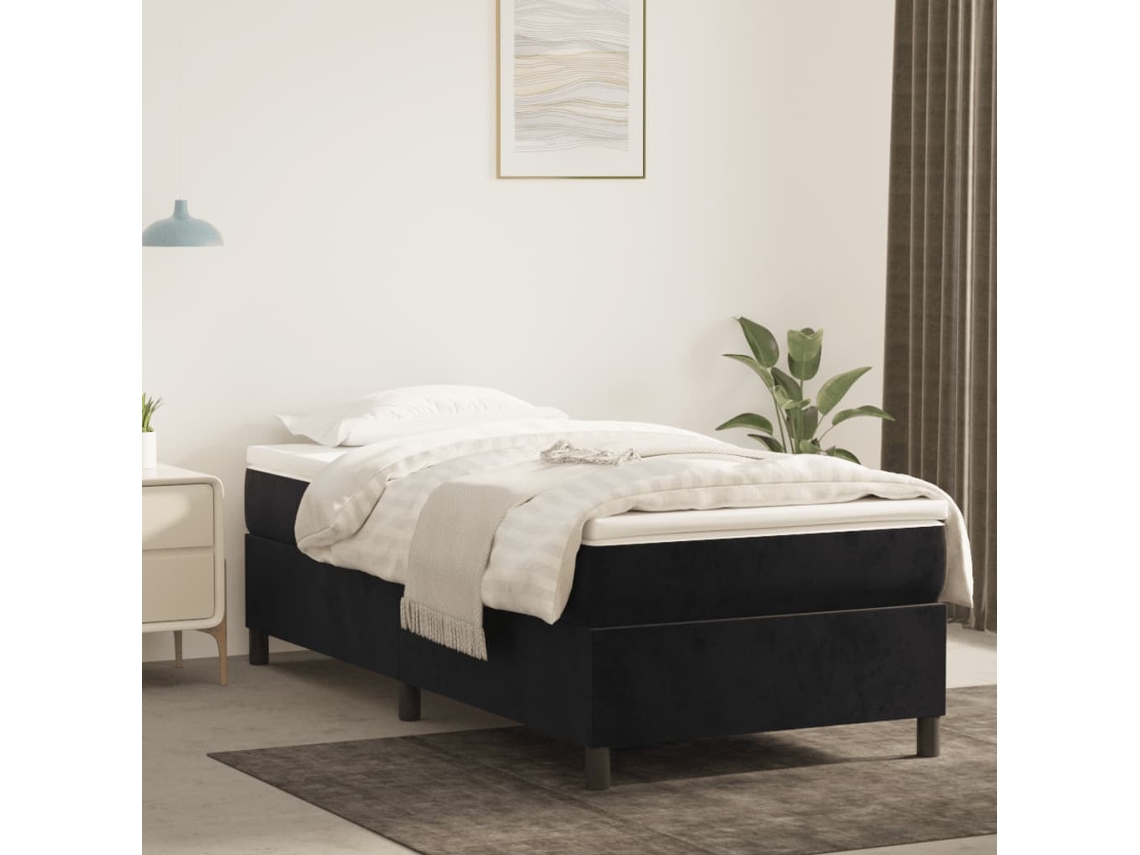 Vidaxl Estrutura De Cama Com Molas 80x200 Cm Veludo Preto