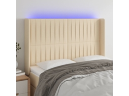 Vidaxl Cabeceira Cama C/ Luzes Led Tecido 147x16x118/128 Cm Cor Creme