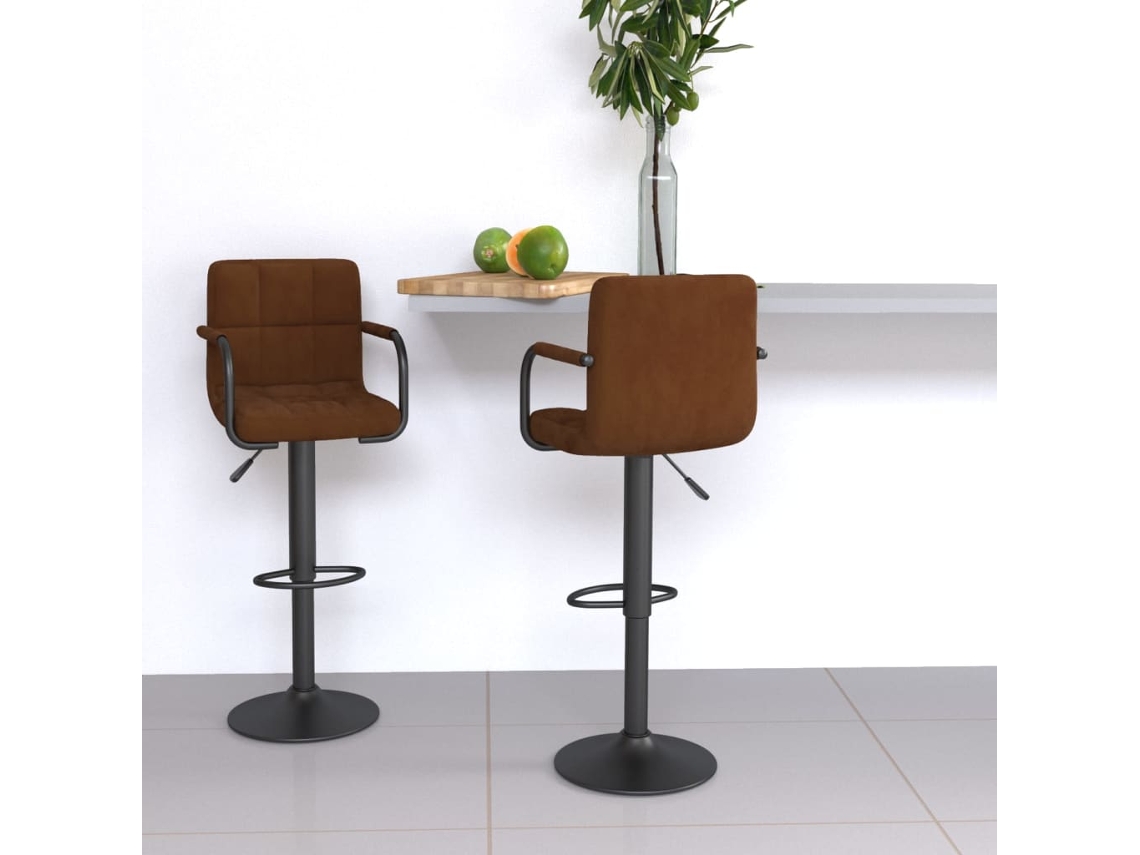 Vidaxl Bancos De Bar 2 Pcs Veludo Castanho