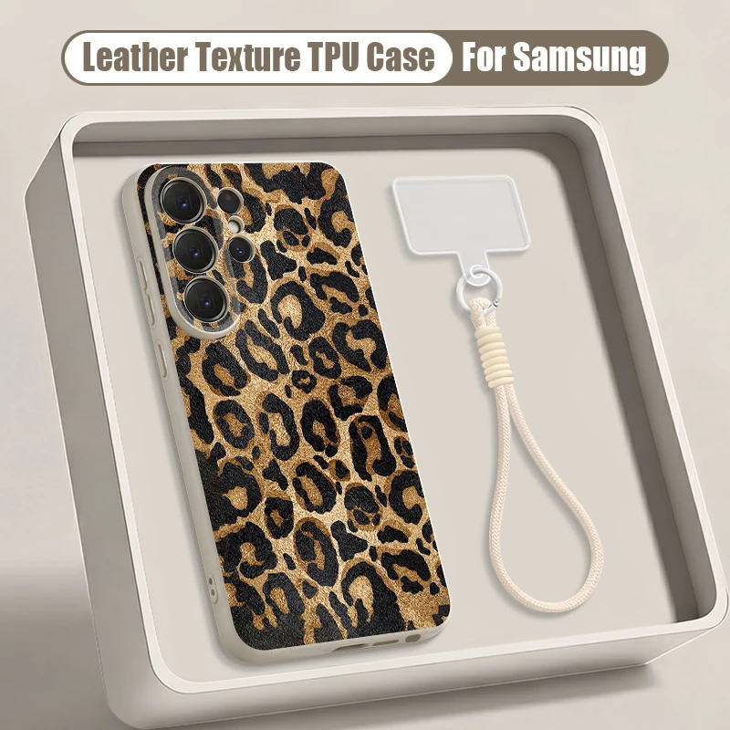 (cordão Branco) Capa Para Celular Galaxy A35 5g Com Cordão E Estampa De Leopardo