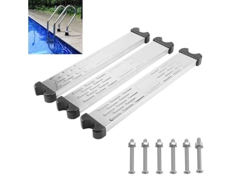 3 pçs pedais de escada de piscina de aço inoxidável, antiderrapante, substituição, acessórios de piscina-3 pedais 6 parafusos ROKOO