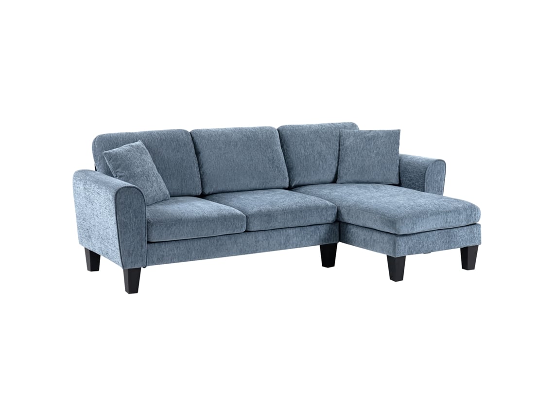 Sofá Reversível Em Formato De L Com 2 Almofadas De Carga, 200 Kg 230x138x87 Cm Azul Escuro