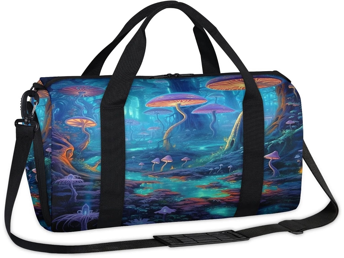 Bolsa MARCA em formato de cogumelo mágico 45x21x23cm tecido poliéster