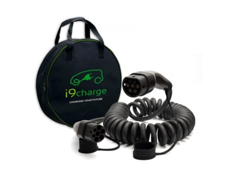 Cabo Carregamento 5Mts Trifásico 22Kw T2/T2 Mennekes Espiral Bolsa I9CHARGE