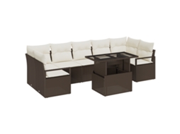 Conjunto 8 De Sofás De Jardim Vidaxl Com Almofadas Castanho Vime