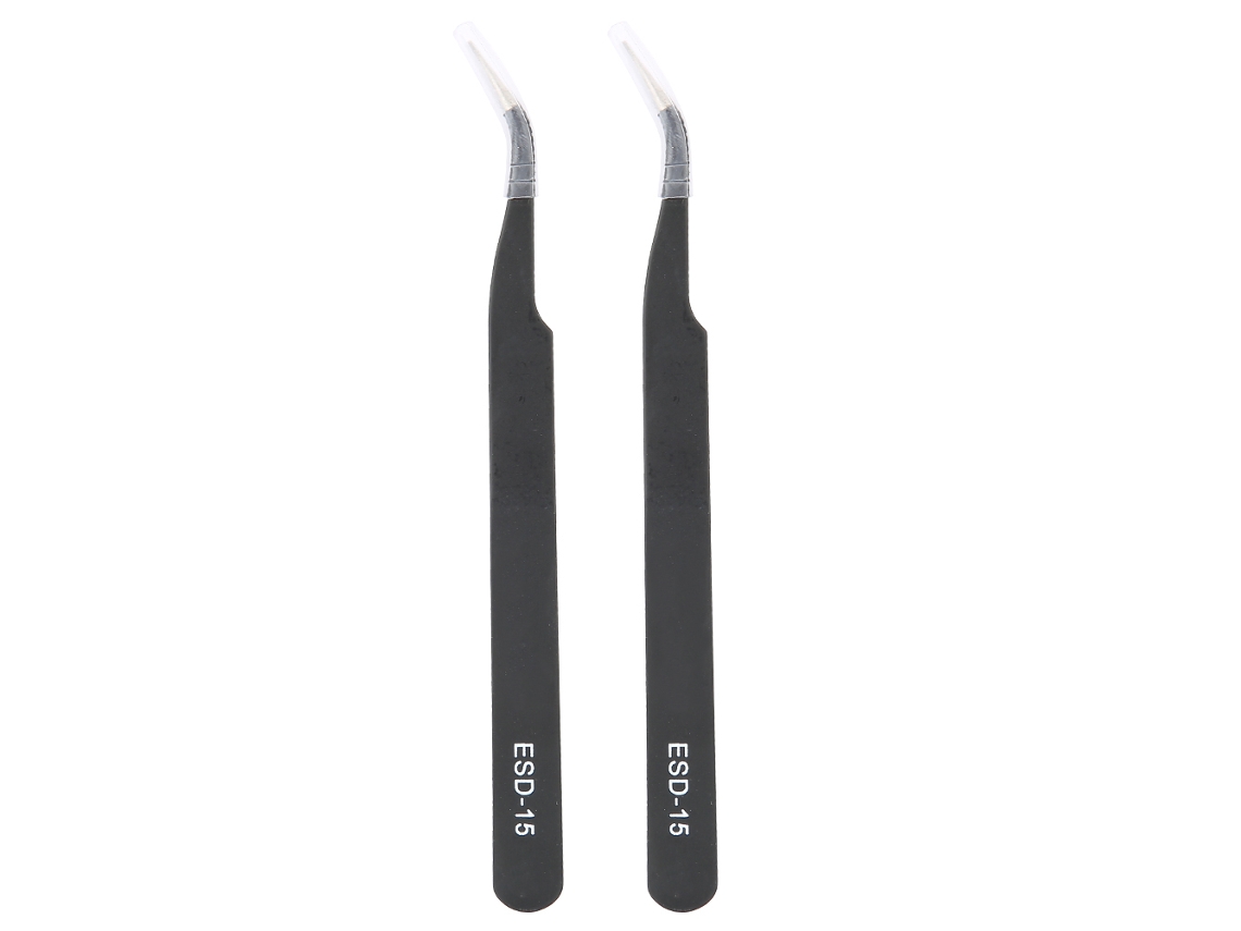 Aetheria 2pcs Pinças Esd 15 Antiestáticas de Precisão Curvas Aço Inoxidável Ferramentas de Manutenção
