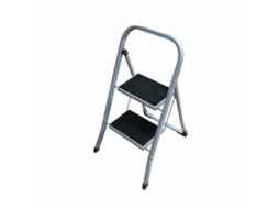 Escadote Dobrável de 2 Degraus Edm Cinzento Aço 47 X 55 X 82 Cm
