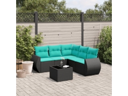 Vidaxl Conjunto De Sofá De Jardim Com 6 Peças E Almofadas Em Rattan Sintético Preto