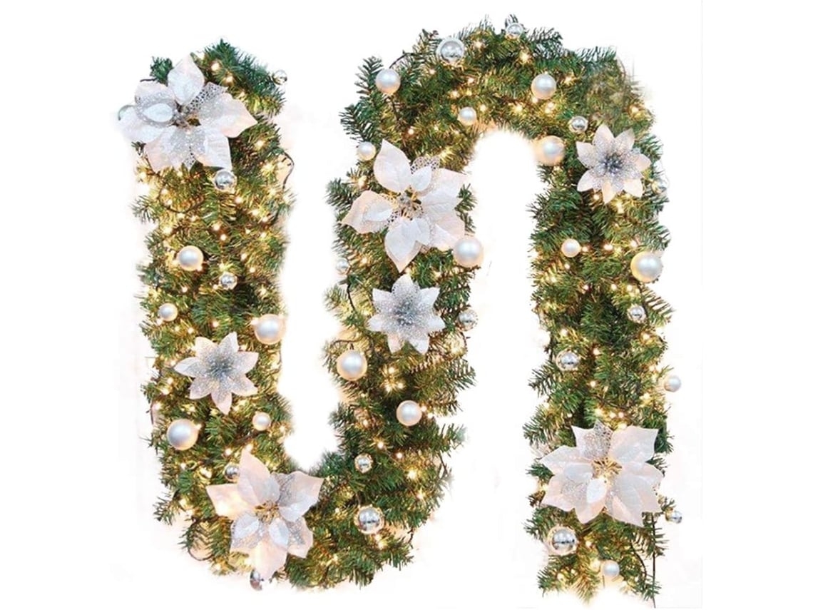 Grinalda de Natal Iluminada, Luz Decorativa de 2,7 Metros Alimentada por Bateria, Feita de Pvc Flexível, Ergonômica, Uso Diário STELASPLEN
