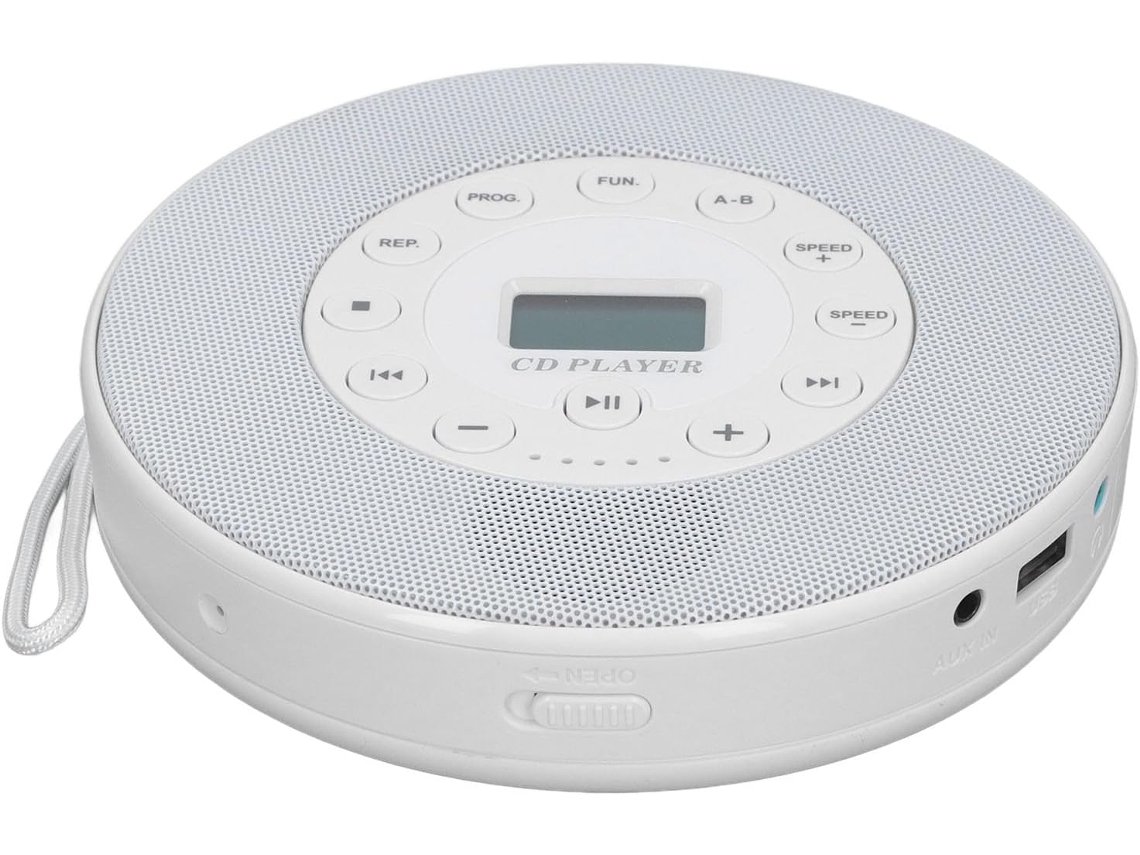 Leitor De Cd Portátil Flexman Com Alto Falantes, Reprodução Com Memória, Função Anti Pulos, Recarregável, Compatível Com