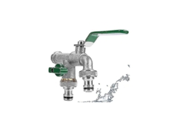 Grifo Doble de Latón 3/4 Polegada com Conector e Extremidade de Mangueira para Jardim, Lar e Indústria Verde