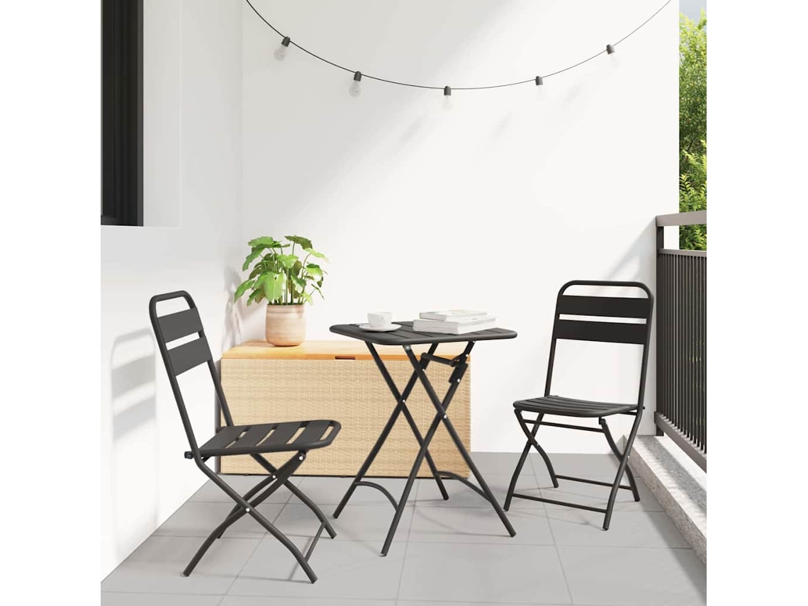 Vidaxl Conjunto Bistro 3 Unid. Antracite Aço