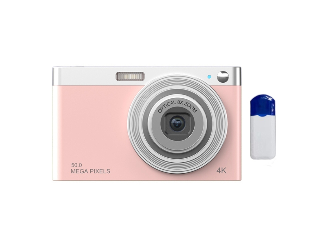 Halinuia Câmera Digital 4k Zoom Óptico 8x Tela 2,88 Polegadas (rosa + Leitor + Limpador)