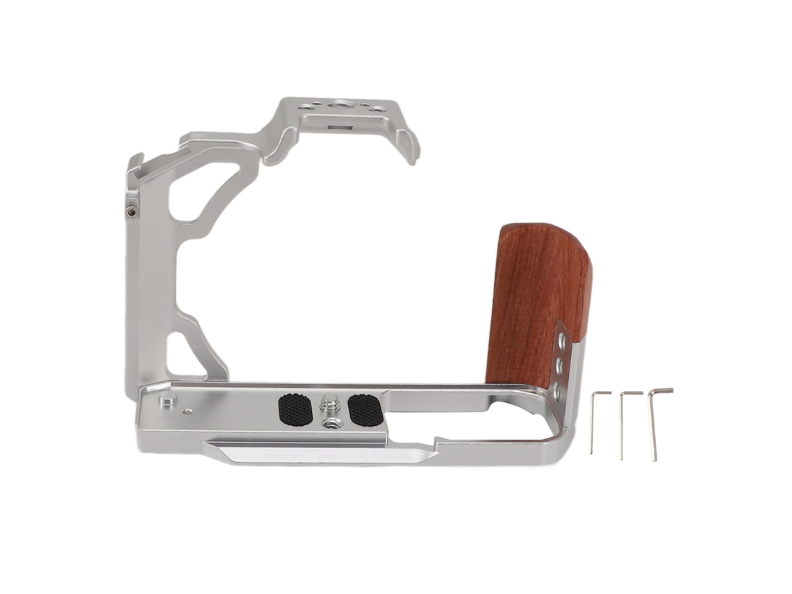 Cage De Cámara Com Mango De Madeira Anodizado Antiderrapante Fácil De Instalar Para Nikon Zfc Prata
