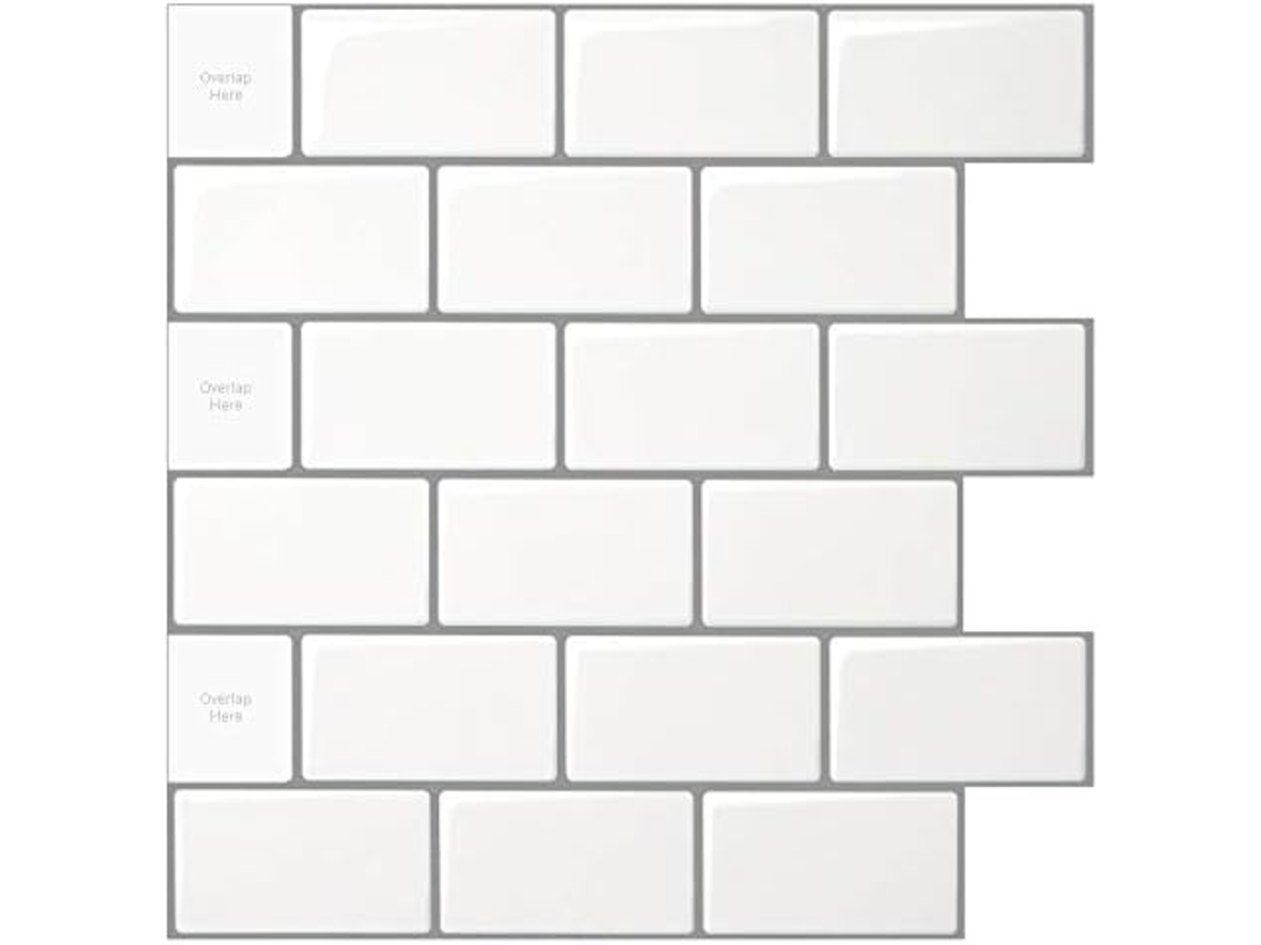 10 Unidades 12x12 Polegadas Adesivo Para Azulejo De Cozinha, Branco