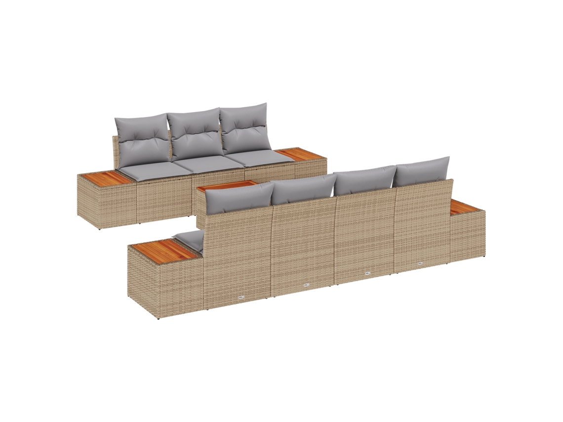 Conjunto 8 Conjunto De Sofá De Jardim Vidaxl Bege Vime Pe (55 X 55 X 37 Cm)