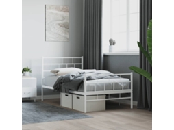 Vidaxl Estrutura de Cama com Cabeceira e Pés 107x203 Cm Metal Branco