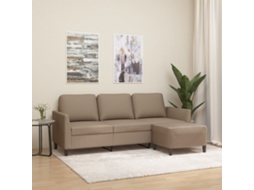 Sofá 3 Lugares C/ Apoio Pés 180 Cm Couro Artificial Cappuccino Lovely Home