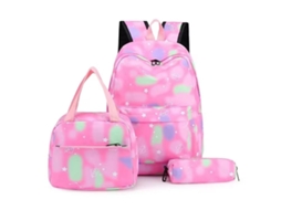 Conjunto de três peças para mochila com estrelas em rosa Tom
