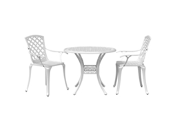 Vidaxl 3 Pcs Conjunto De Bistrô Alumínio Fundido Branco